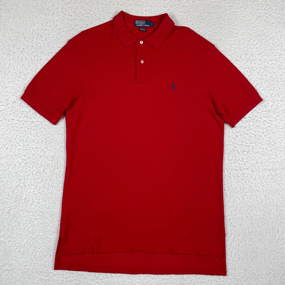 Polo Ralph Lauren Polo Shirt Mens Large Red Short Sleeve Pique Classic Preppy